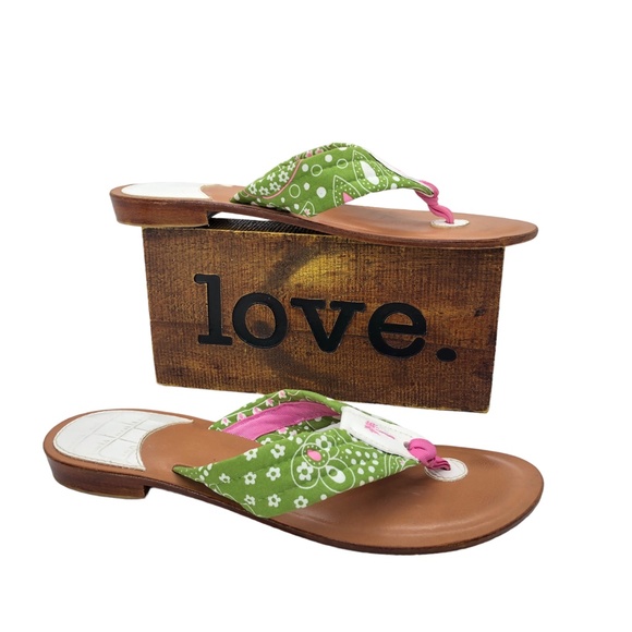 Pink & Green Toe Thong Summer Beach Resort Vacation Sandals Size 10M - Picture 13 of 15